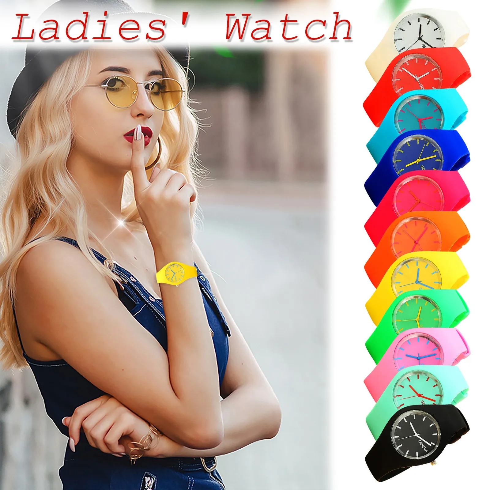 Women'S Candy Color Quartz Decorative Watch Clock Silicone Strap Watch Fashion Ladies Casual Fresh High-End Waterproof Luminous