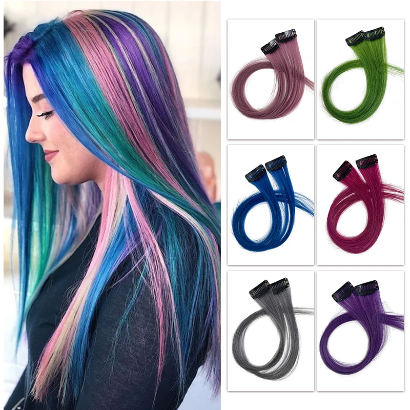 2pieces/pack Six Colors  Invisible Hairpin 100% Human Hair Clip-in Hair Hanging Ear Dye Wig for Daily Life or Cosplay Parties