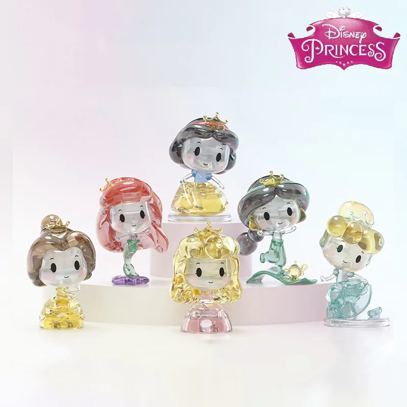 Disney Princess Cinderella Ariel Snow White Aurora Jasmine Belle Crystal Action Figure Dolls Toys Decoration Blocks Figure Model