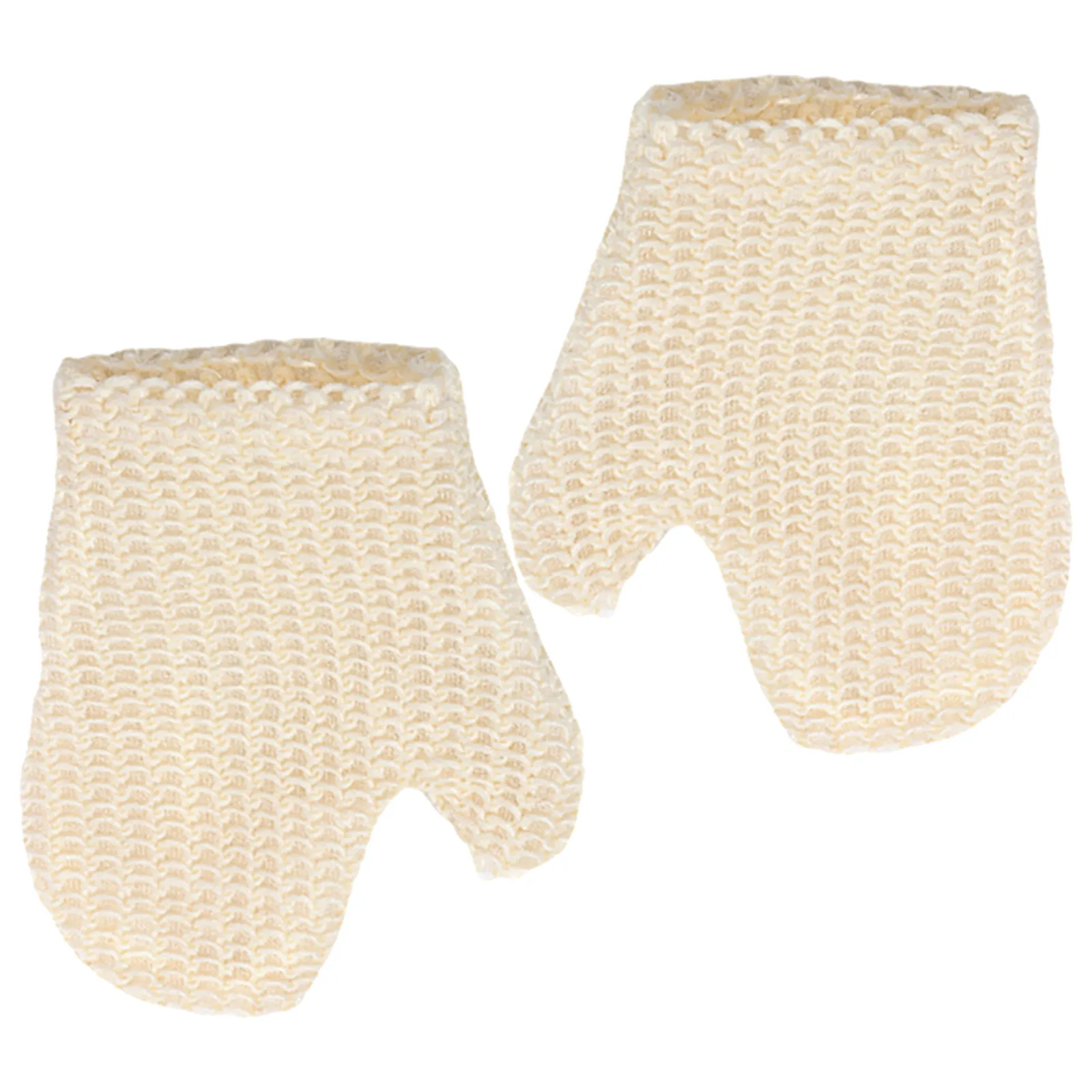 2Pcs Exfoliating Bath Glove Sisal Fiber Scrub Mitt for Body Face Neck Ears Deep Exfoliation Circulation Boost Rich Lather