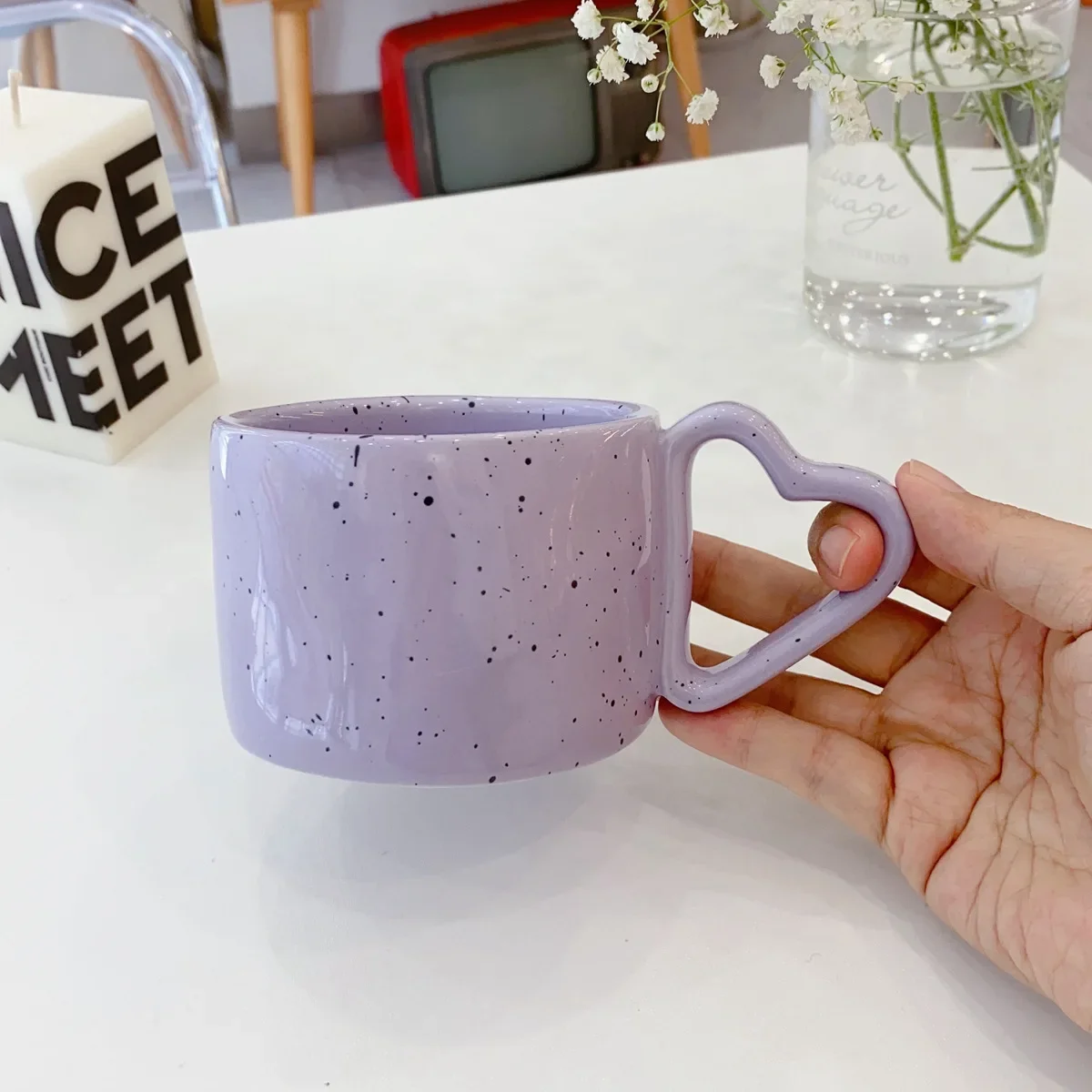 Ceramic Splash Ink Wave Dot Mug, Ice Coffee Cups, Milk Mark, Tea Cup, Fashion, Office Mug, Couples Cup, Korean Style