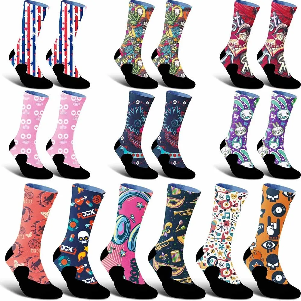 

Sports cycling socks with twelve fashionable and creative patterns, unisex, sweat absorbing, breathable, and durable