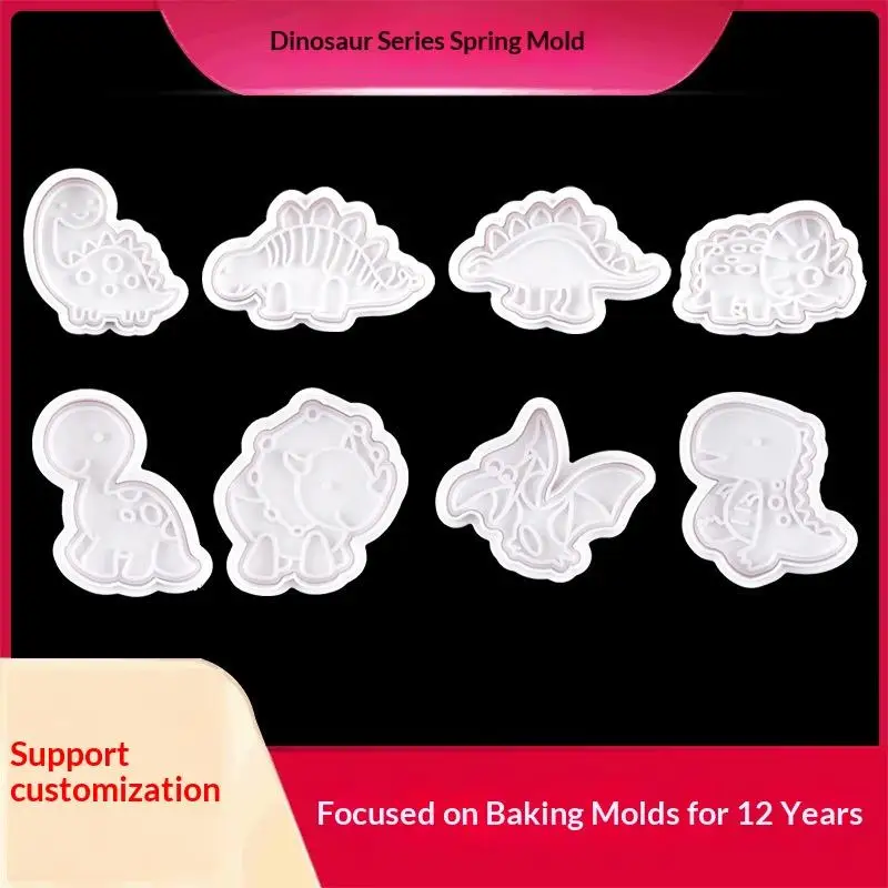 4Pcs/set Dinosaur Cookie Plunger Cutter Cartoon Baking Mould Cookie Stamp Tool