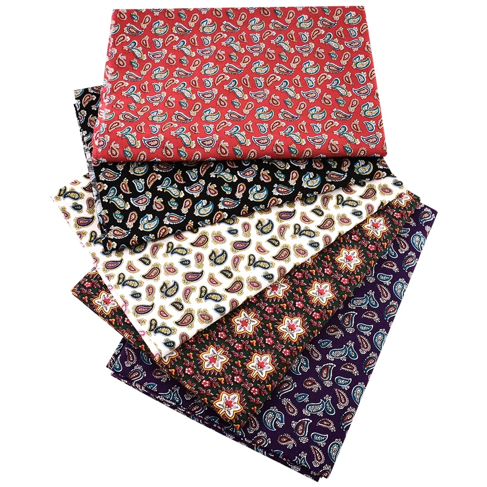 Popeline-Baumwollstoff für Handarbeiten, Patchwork, Paisley-Scroll, Fat Quarter, bedruckt, DIY, Nähen, Handwerk, Quilten, 5–7 Stück – Detail 18