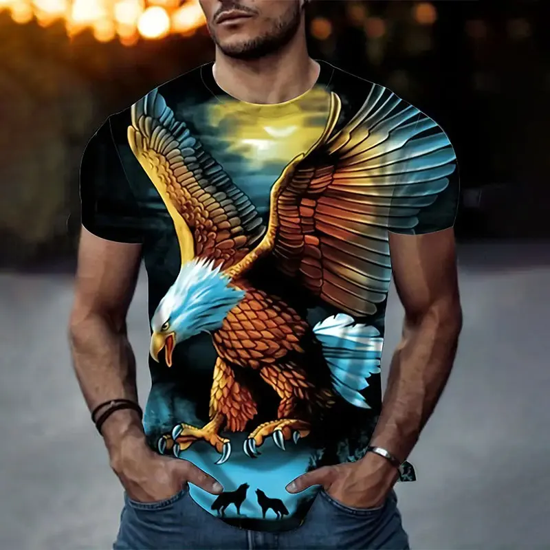Summer new style Cyberlon animal-pattern 3D printed men's T-shirt for outdoor sports, fitness, casual wear and street fashion.