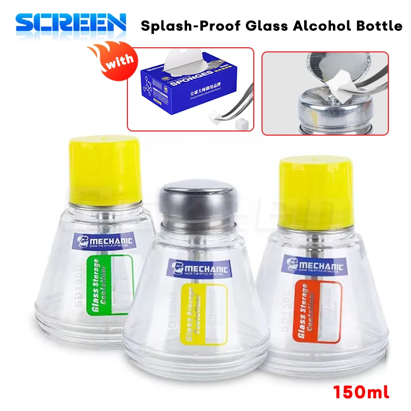 

Стеклянный дозатор жидкости для ремонта телефона MECHANIC SD150A/B/C 150 мл, антистатический, предотвращающий испарение, пресс-тип, бутылка для спирта