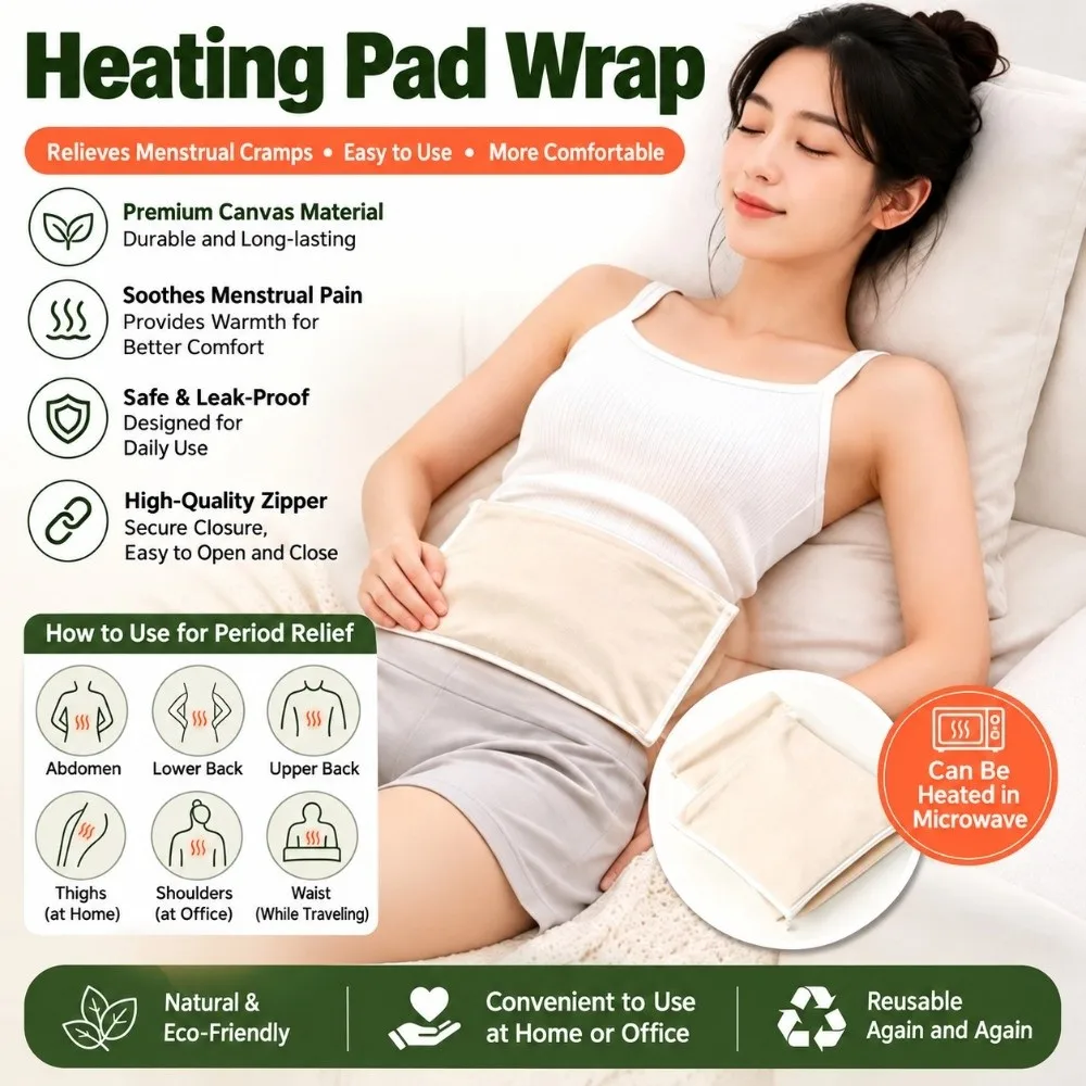 New Cotton Heating Pad Bag Thickened Fabric Reusable Heat Pack Bag Portable Zipper Closure Warming Pouch Salt Bean Herb Filling
