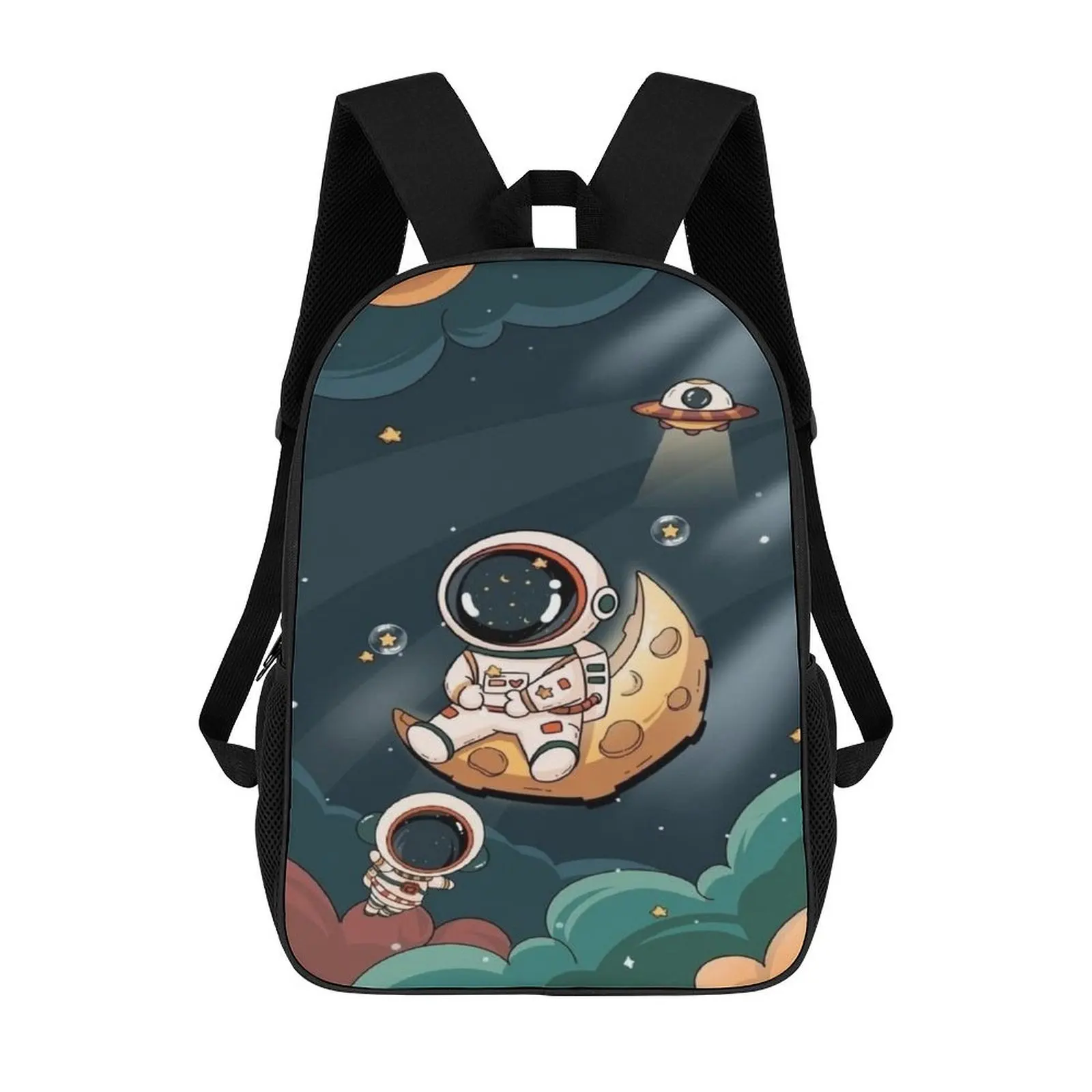 Mochila de dibujos animados de astronauta, bolsa de ordenador de gran capacidad, mochila portátil de viaje, diseño de astronauta personalizado, 17 pulgadas