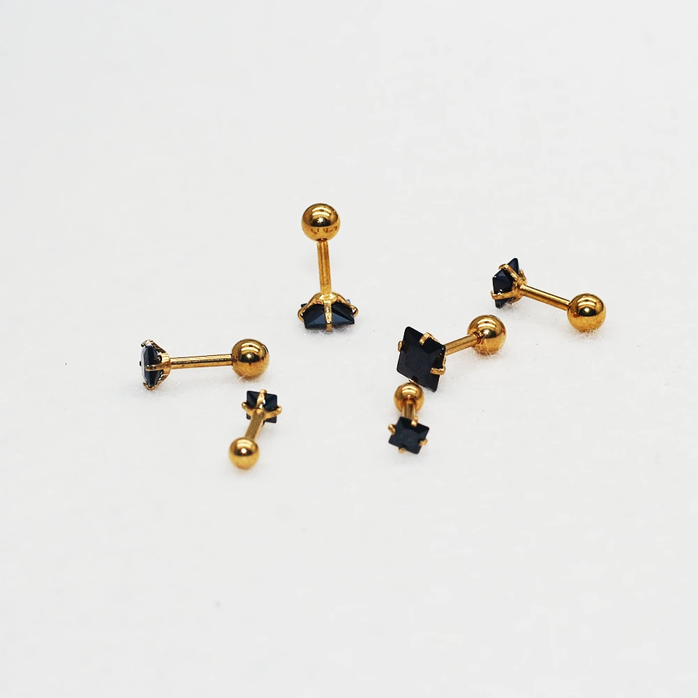 Elegante Minimalistische Edelstahl Quadratische AAA Zirkonia Drehbare Kugel-Ohrstecker Hypoallergenes Geschenk für Frauen – Detail 1