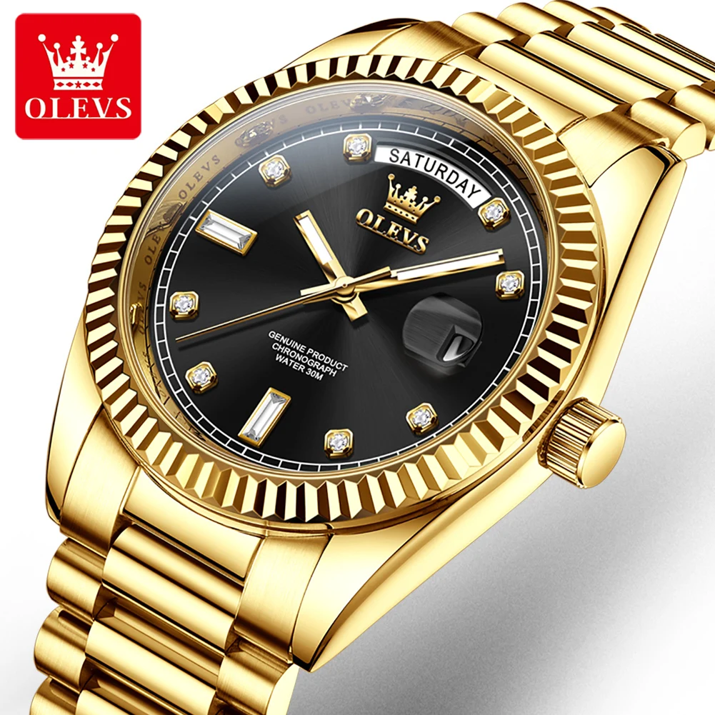 

OLEVS 6736 Men Watch Mechanical Movement Radiating Sunburst Dial Textured Stainless Steel Bracelet Waterproof Luminous Watches