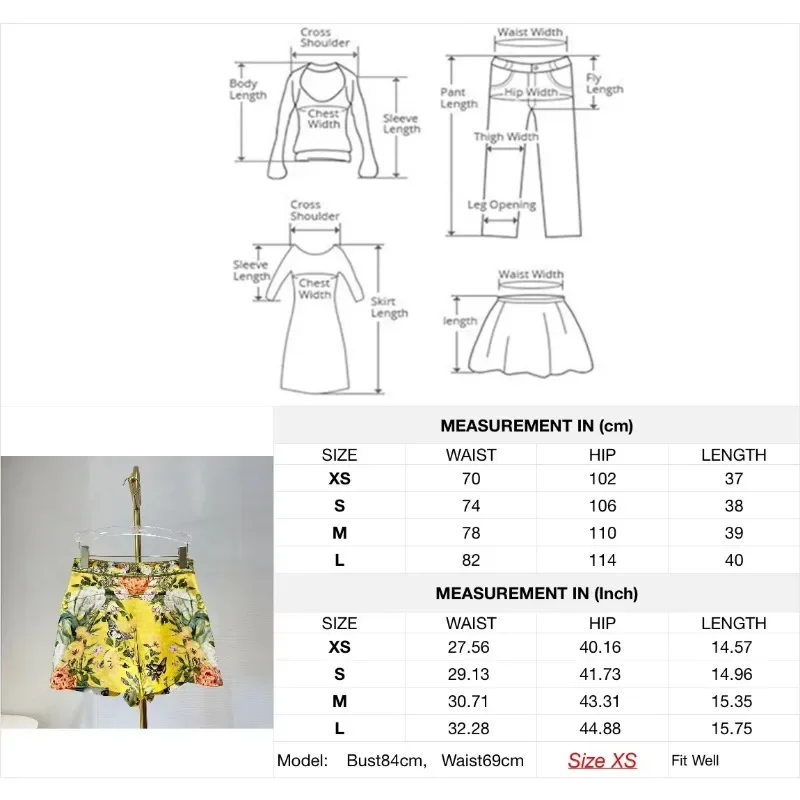 Women's Yellow Linen Floral Print High Quality V-neck Pullover Blouse and Elastic Wasit Side Zipper Shorts Set