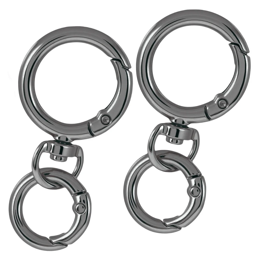2 Sets runde Federschnappkarabiner, O-Ringe, drehbare Auslösehaken, Metallverschlüsse, Schlüsselanhänger für Handtaschen, Schlüsselbänder, DIY-Bastelarbeiten – Detail 5