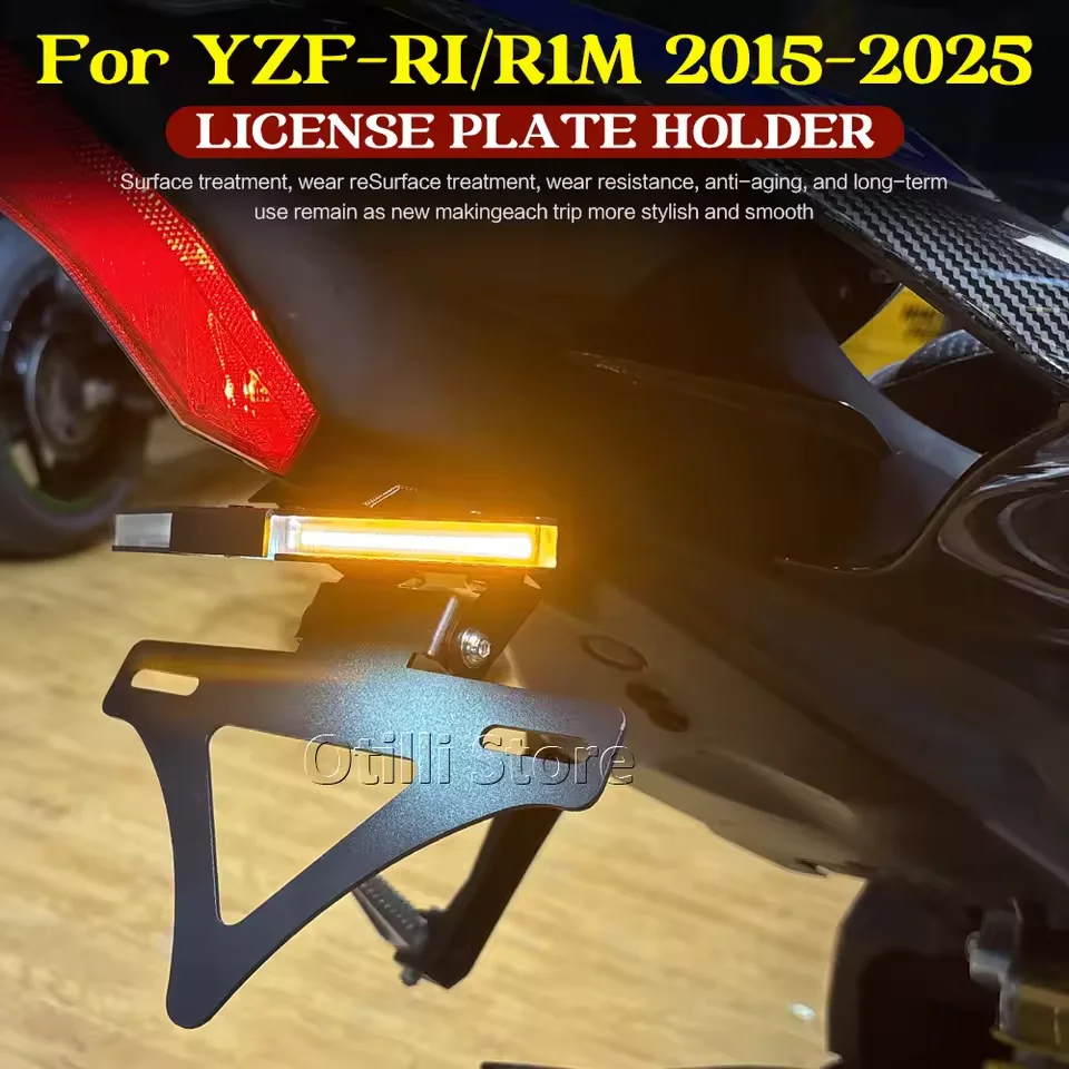 

2025 Motorcycle NEW Flow Light Turn Signal Short Tail License Plate Holder For Yamaha YZF-R1 YZF R1 M YZFR1 YZF-R1M 2015-2025