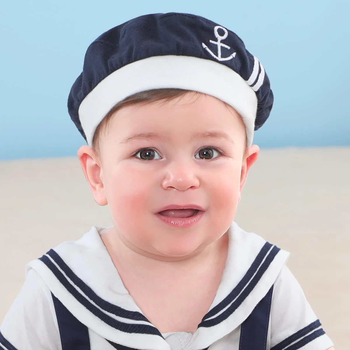 Matrosenhut Baby Junge Kapitän Party Cosplay Kostüm Requisiten Weiß Marine Militärhut Marine Mütze mit Anker 0-12 Monate