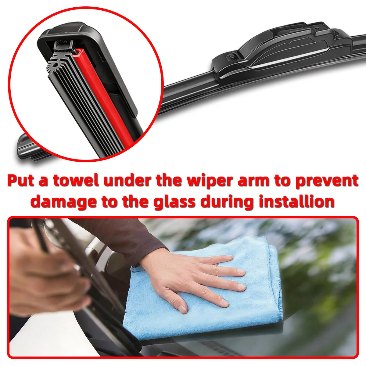 PINMOAP 1 Stück Auto-Frontscheibenwischerblatt 11-lagiger Gummistreifen passend für J/U-Haken-Wischerblatt 13"-28" Autozubehör – Detail 4