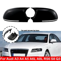 For Audi A3 A4 B8 A5 A6L A8L RS6 S8 Q3 Rearview Side Mirror Cover Wing Cap Exterior Door Rear View Case Trim Carbon Fiber Look