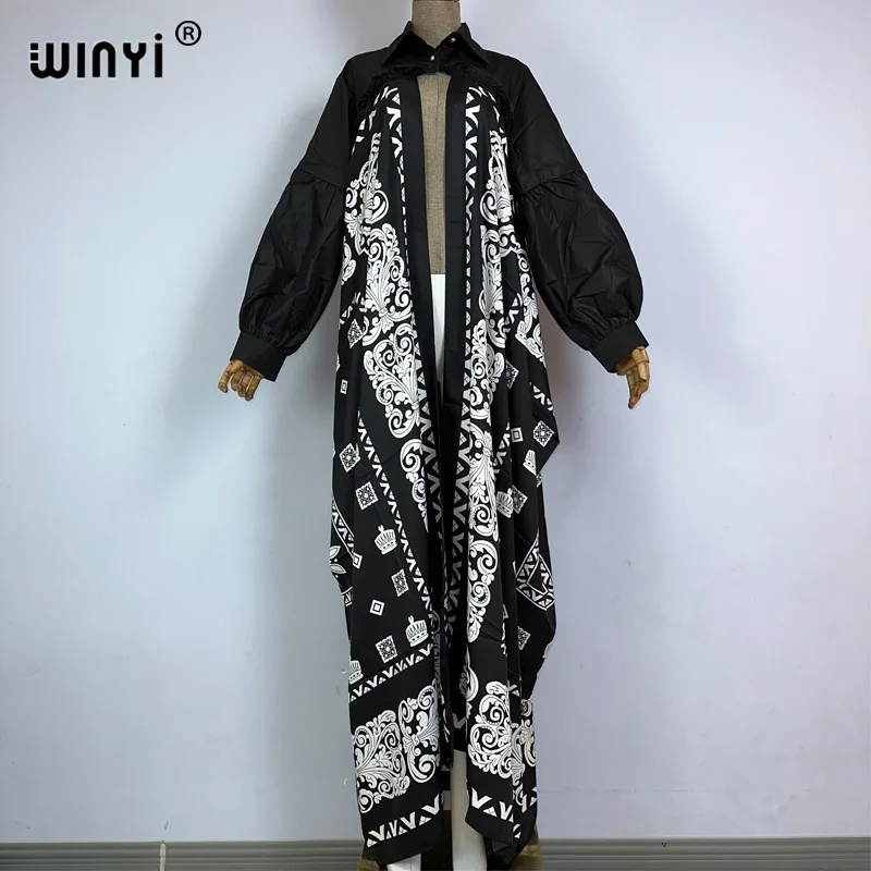 WINYI cardigan For Women Africa long Sleeve Street wear summer print Muslim Lady Popular Ramadan Kimonos kuwait fashion kaftan