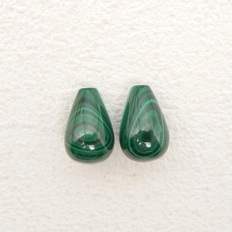 Semiprecious Stones Jewelry Natural Malachite Drilled Earring Bead Accessories For Women,17x12mm,3.1g (Top Half Drilled)