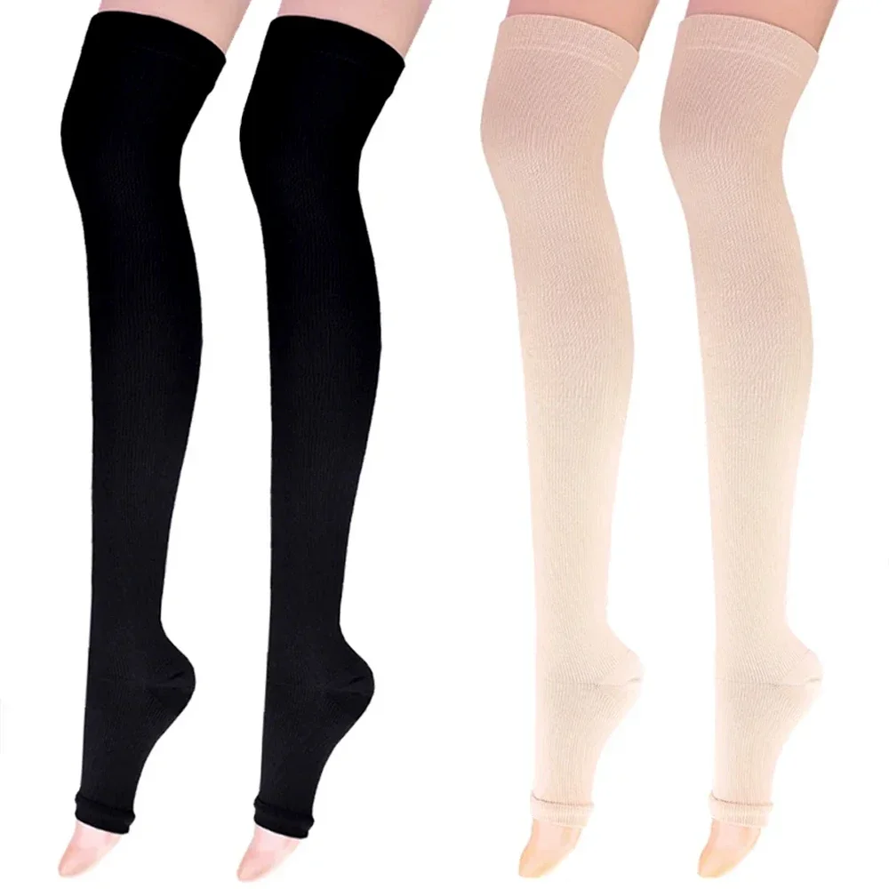 1Pair Thigh High Compression Socks,Firm Support 20-30 mmHg Gradient Compression Stockings with Silicone Band,Treatment for Edema