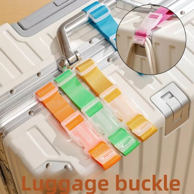 5pcs Random Color Adjustable Luggage Connecting Strap Quick Buckle Belt Attach Backpack To Suitcase Portable Airport Travel Tool