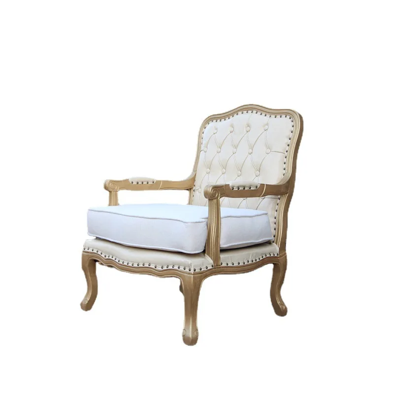 Golden Oak Wood Accent Barrel Chair, Traditional French Accent Chair- Classic Antiqued French Accent Chair, 29.25 x 29 x 37.25