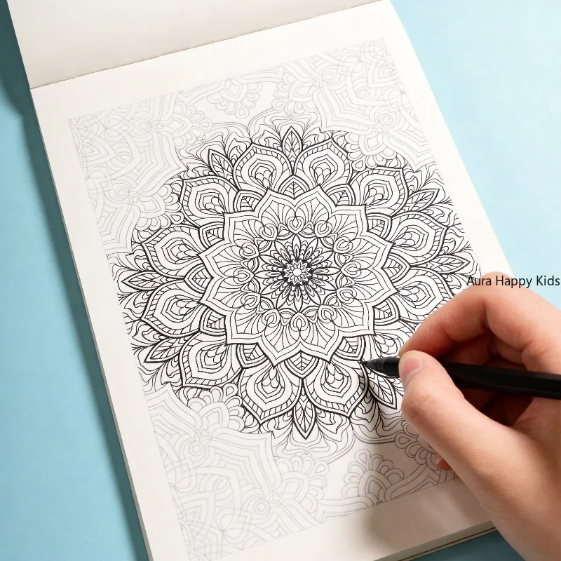 A Healing Flower Mandala Line Drawing and Coloring Drawing Book, Control Pen Sketching and Coloring, Suitable As A Holiday Gift