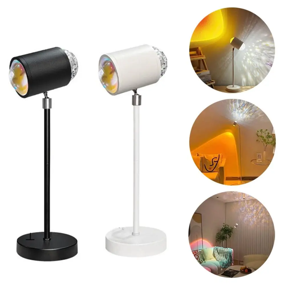 High Quality 16 Colors Water Ripple Lamp Dual-Head Design Button Control Sunset Lamp 360° Rotation Night Light Home Bedroom