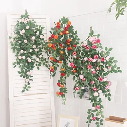 Artificial Flowers Green Lvy Leaves Christmas Hanging Wall Rose Vine Home Wedding Decoration Fake Plant DIY Garden Arrangement