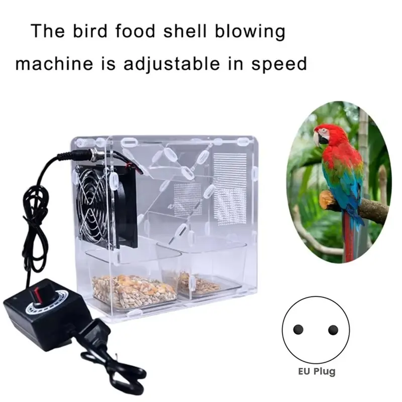 L60A For Efficient Shell Removal Clear Acrylic Bird Seed Blower Grains Blowing Machine EU Plug