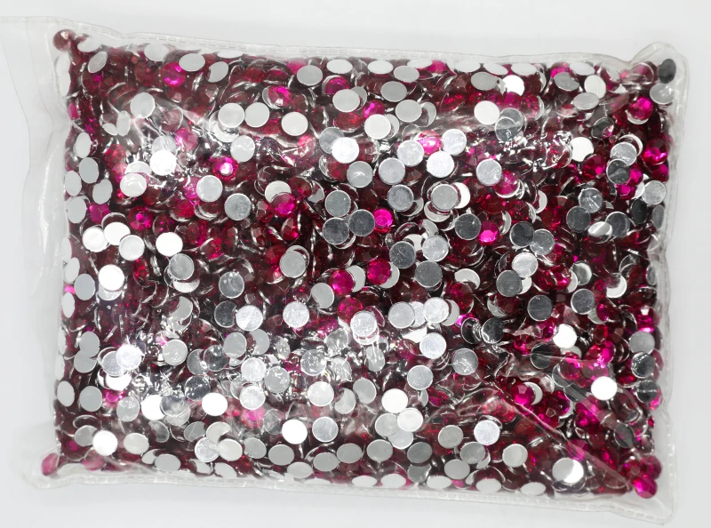 Dark Rose Color 1.5~12mm Flat Back Round Acrylic Beads / Stones ,Acrylic Resin 3D Nail Art / Garment Decoration