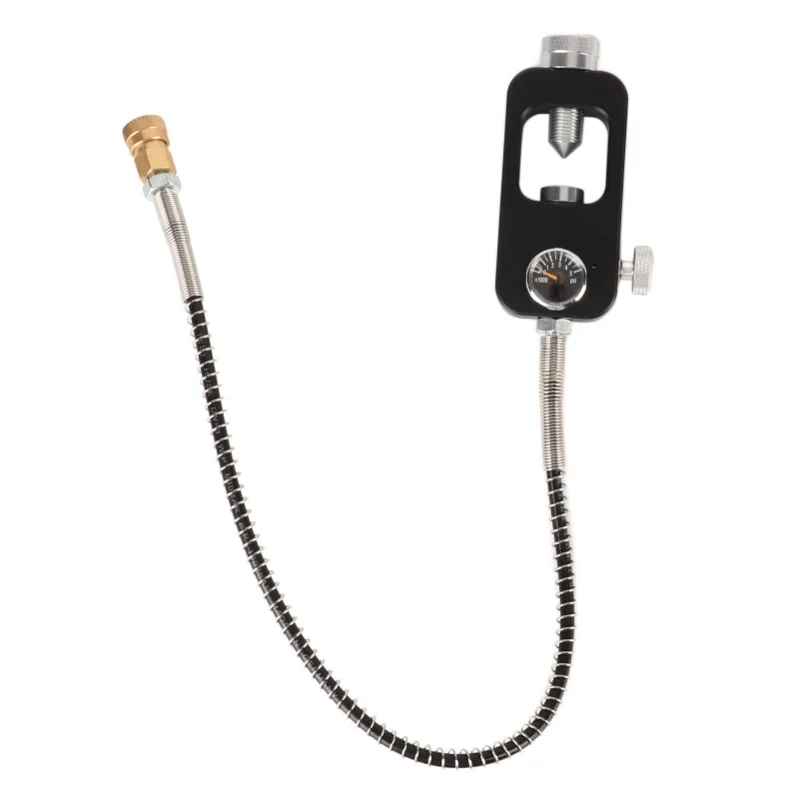 Diving Tank Refill Adapter With Gauge Hose Aluminium Alloy Durable Portable Rustproof Scuba Yolk Fill Station