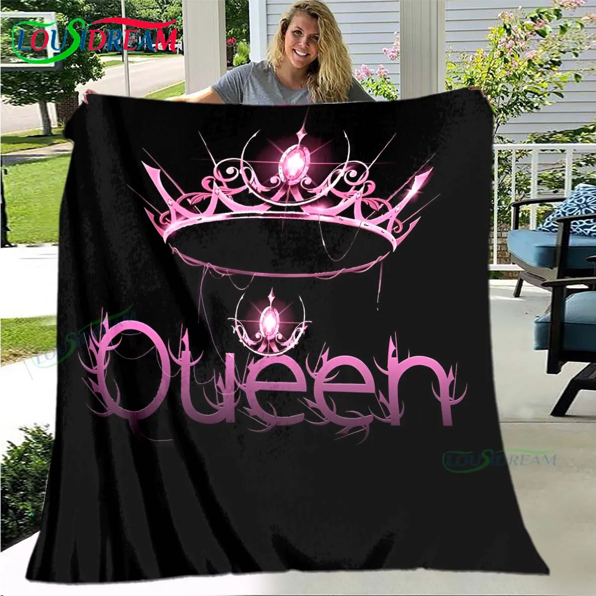 

Hot Pattern KING and QUEEN Pattern Blanket Flannel Thin Blanket Portable Home Travel Office Lunch Break Blanket Birthday Gift