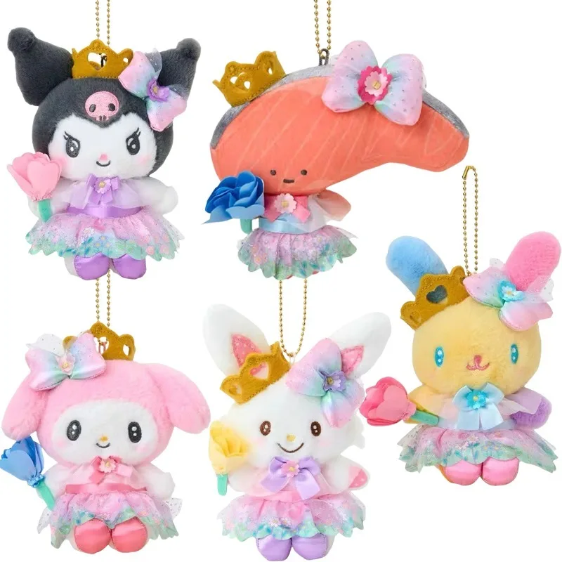 

Sanrios Heart Blooming Series Лосось плюшевая кукла сумка кулон цветок фея палочка Hellokittys Kuromi My Melody плюшевый брелок подарок
