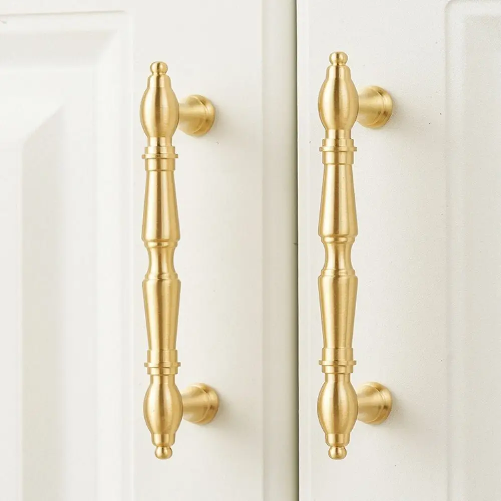 Solid Brass Furniture Handles Brushed Antique Brass Antique Bronze Finish Drawer Knobs Long Handle Design Single-Hole Mounting