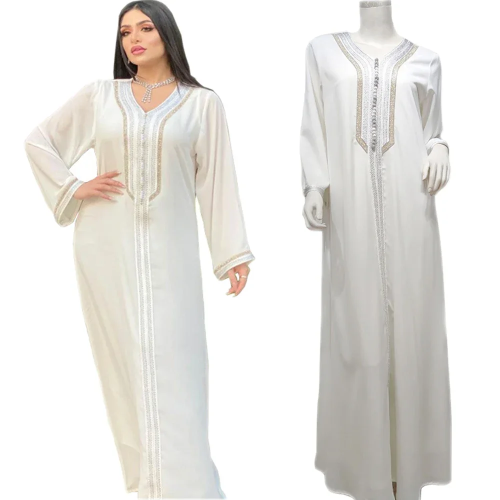 Ramadan muçulmano feminino cor sólida vestido longo 2 peças roupas islâmicas árabe abaya maxi robe vestido jalabiya dubai turco kaftan