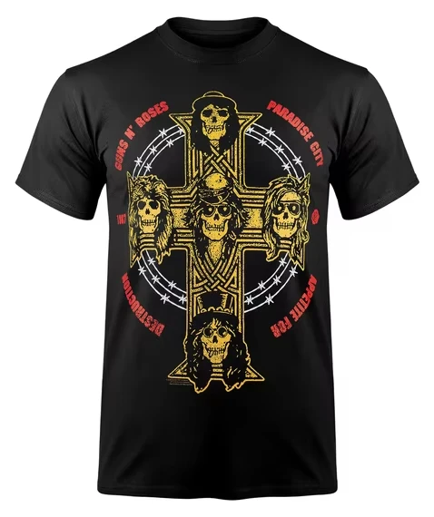 

2026 Fashionable Short Sleeved Sports T-shirt with GUNS ' ROS Print, Fashionable and Breathable, Suitable for Daily Wear