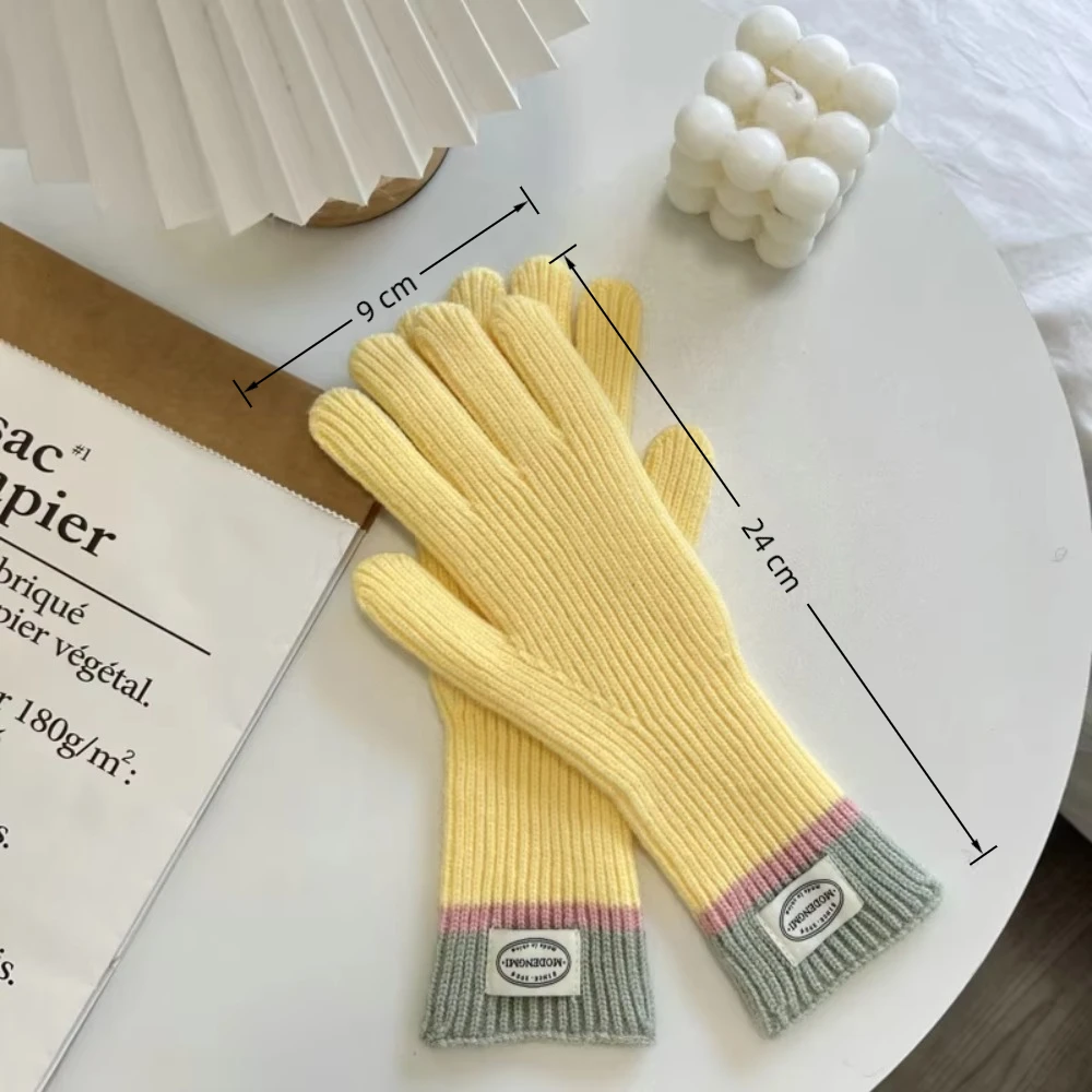 قفازات كاجوال طويلة الأصابع بلون سادة، قفازات شتوية تعمل باللمس، قفازات محبوكة مقاومة للرياح، ركوب الخيل في الهواء الطلق #5