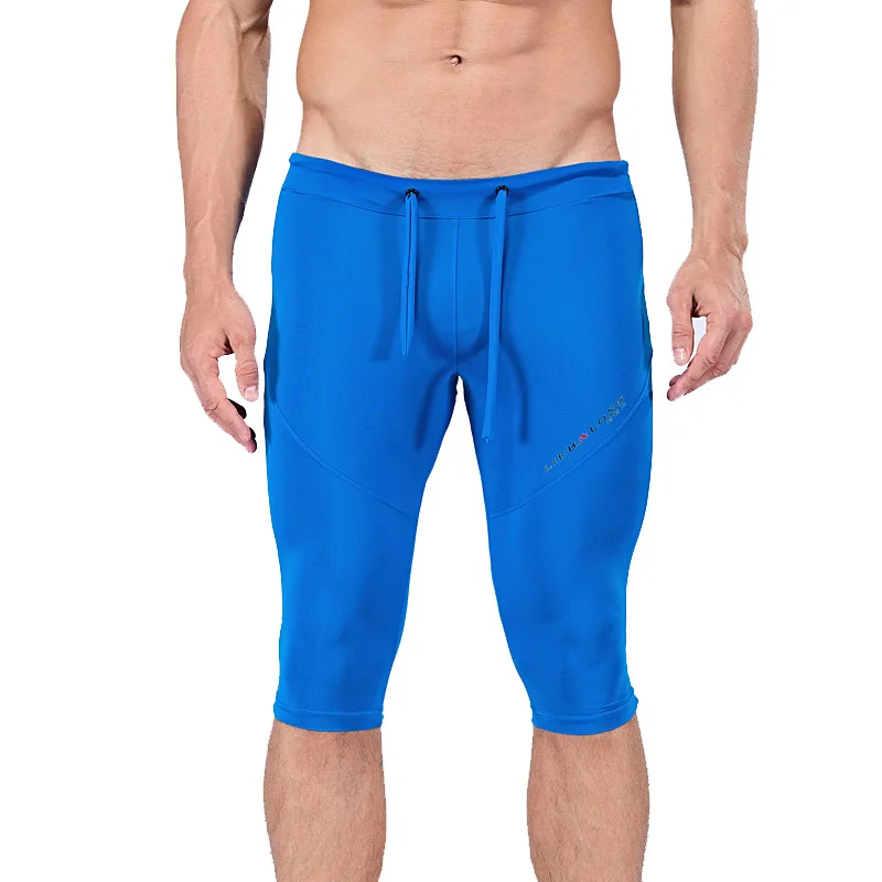 Men's Sports Shorts Ice Silk Sleepwear Knee-length Long Boxer Slim Fit Extended Stretch Trunks Soft Slip Youth Beachwear Trouser