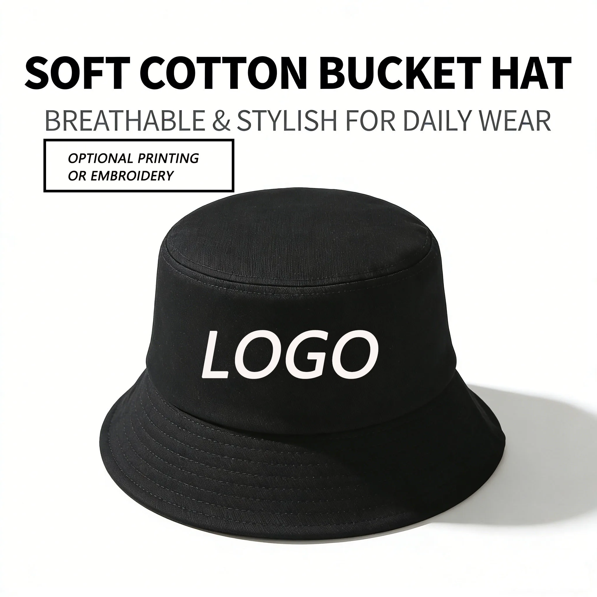 Custom Logo Macaron Solid Color Bucket Hat Women Japanese Style Summer Student Couple UV Protection Sun Hat