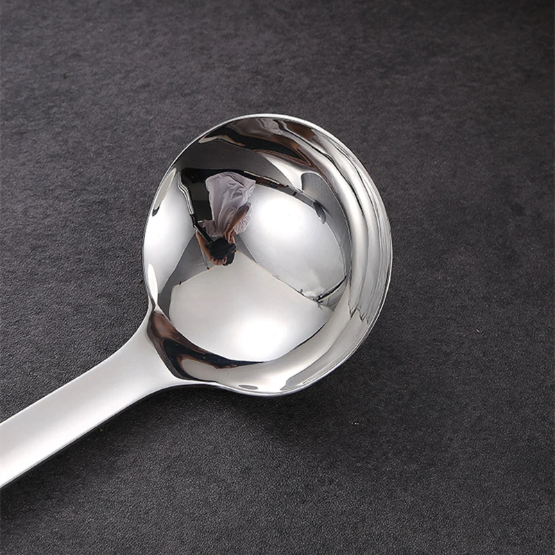 Golden Round Large Serving Spoon Stainless Steel Ramen Soup  Ladle Hot Pot Noodles Scoop Kitchen Long Handle Cooking Tablespoons