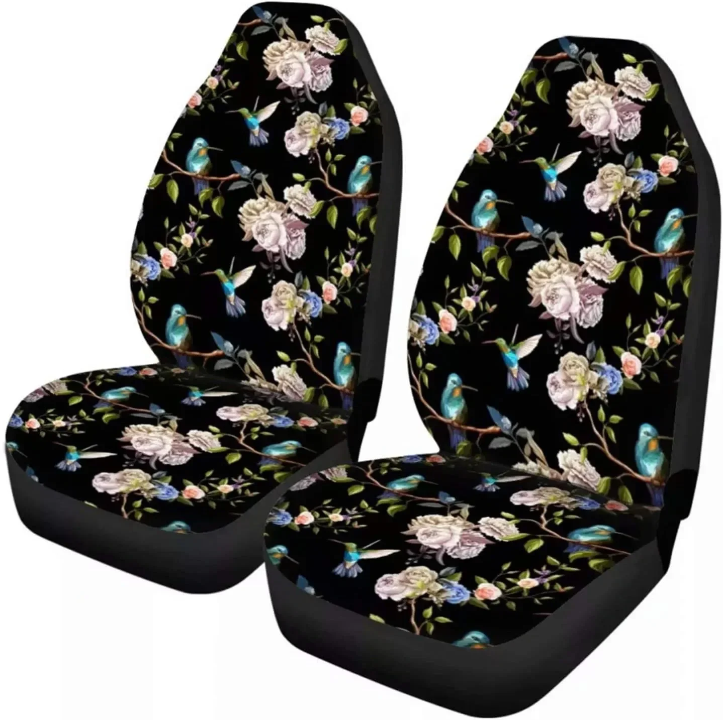 Retro Floral Hummingbird Pink Peony Flower Front Seat Cover for Cars2 Pack Bucket Seat Cover Front Seat Protector