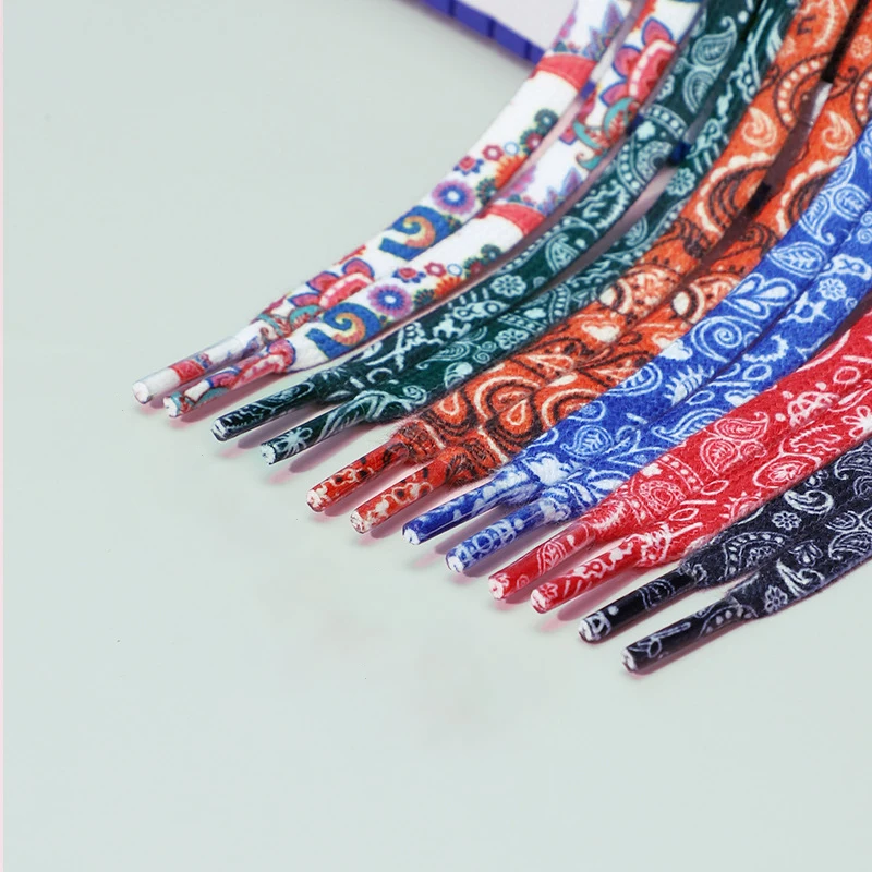 Canvas cashew flower shoelaces personalized trend Joker cashew flower colored 8mm flat shoelaces