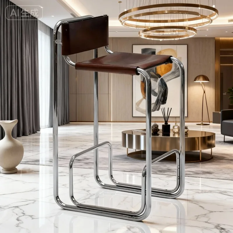 

Барный стул из нержавеющей стали в скандинавском стиле, элегантный, с удобной спинкой, для кухонного острова, современный, роскошный