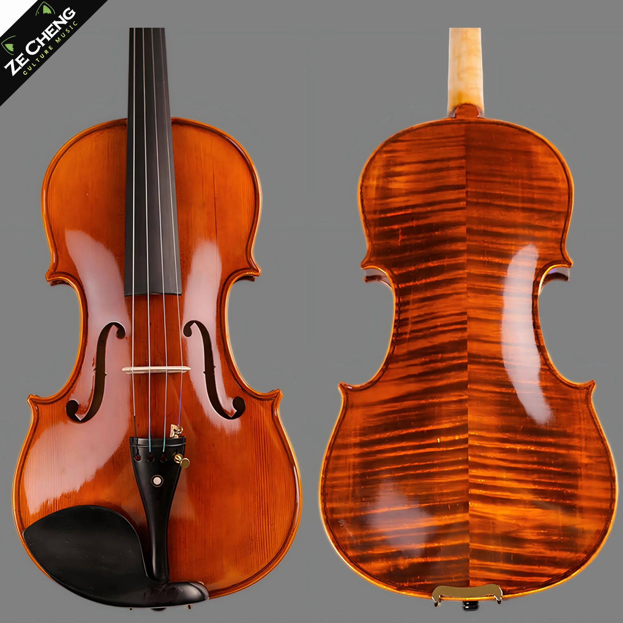 

Handmade High-Grade Violin with Oil-Based Varnish, Natural Flame Maple, Antique Spruce Board, Ebony Inlay, Available in Full Sizes 4/4, 3/4, 1/2, 1/4