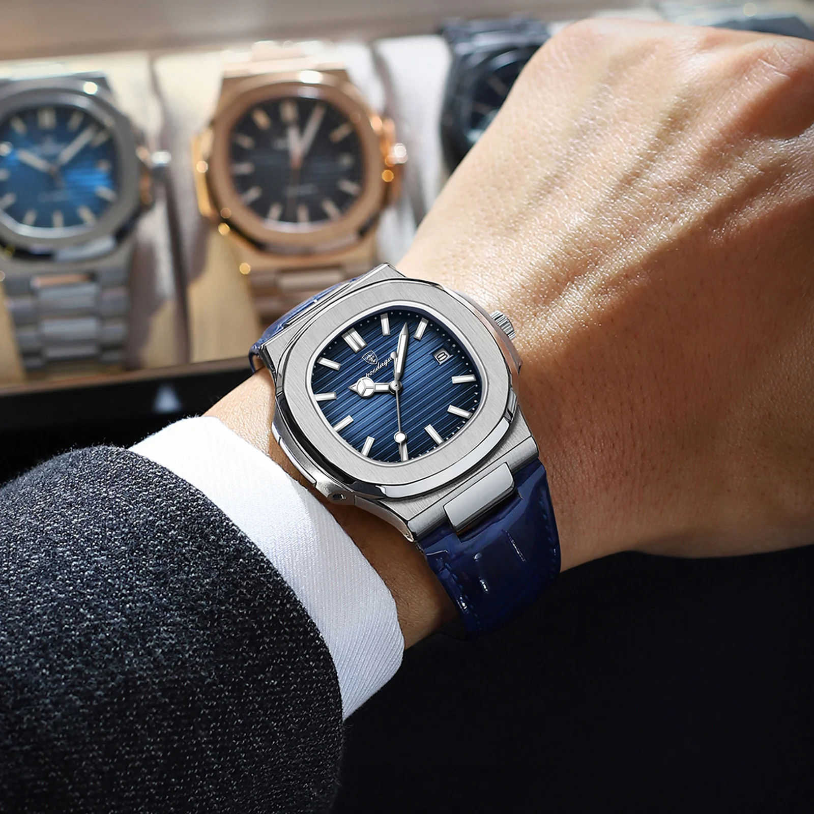Men's Luxury Square Watch, Waterproof Luminous