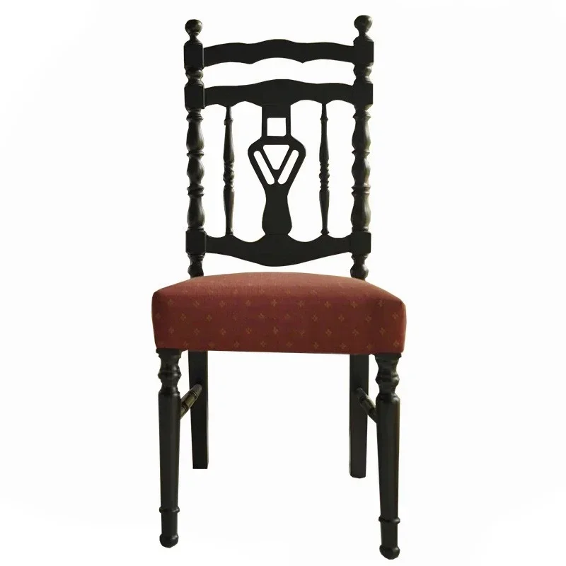 dining chair retro solid wood carving flower mas ter ch air home de sk chair jacquard French dining chair backrest