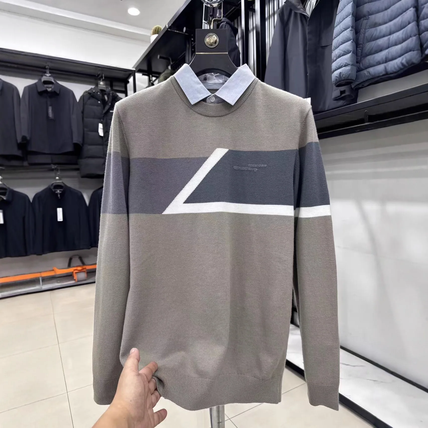 

Douxia домашний осенне-зимний шерстяной свитер из смеси модала, искусственный двухсекционный удобный трикотаж для молодых мужчин, спортивный воротник Thiened irt