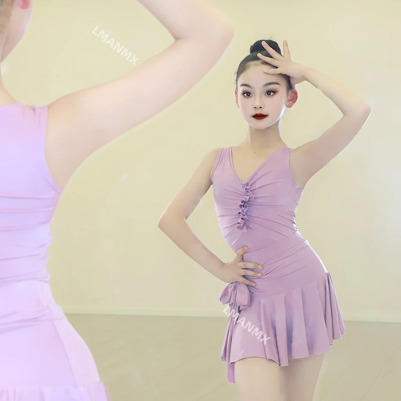 

2025 New Summer Latin Dance Dress for Girls' Training and Performance Clothing for Children