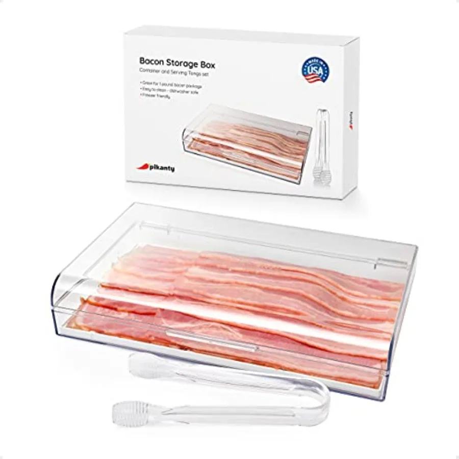 

Container for Refrigerator with Tongs and Drain Tray — Airtight Meat, Cheese and Cold Cuts Storage, Dishwasher and Freezer Safe