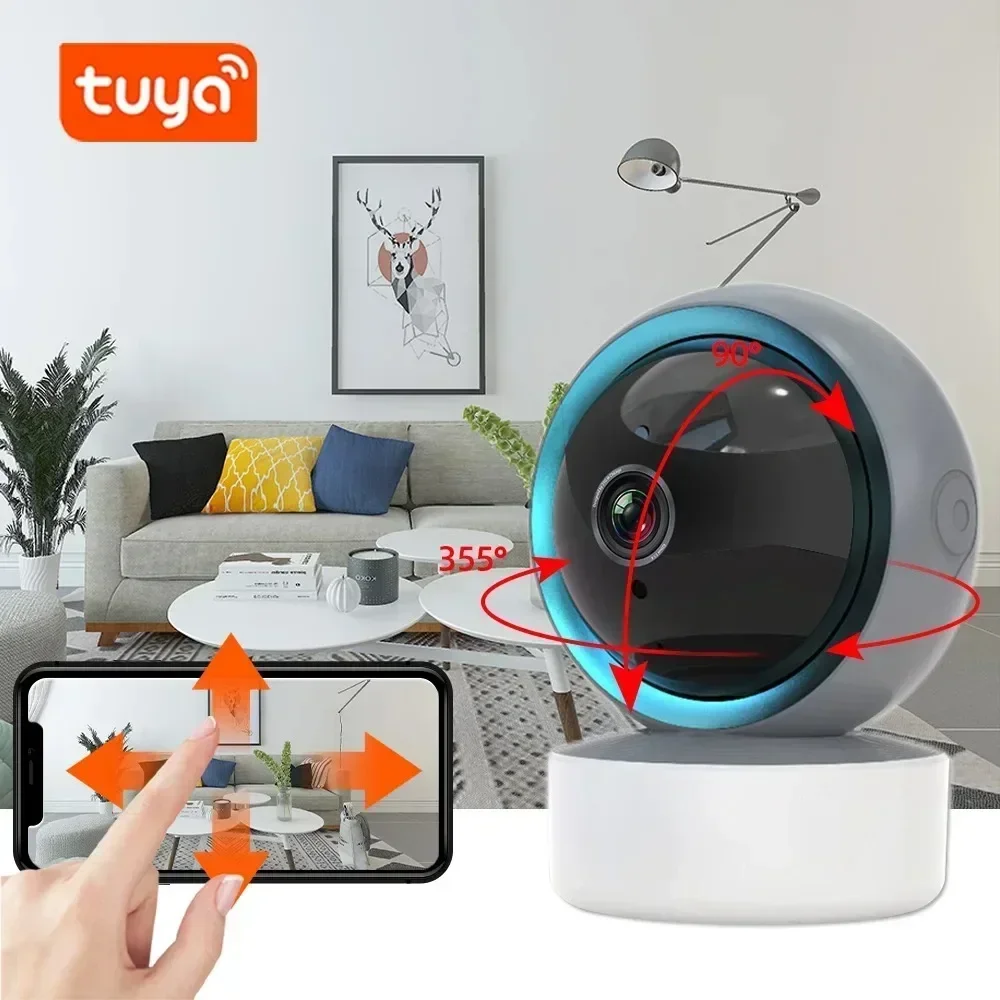 Tuya wifi ptz 5mp monitor do bebê trilha automática interior plug and play portátil vida inteligente casa mini áudio em dois sentidos proteção de segurança